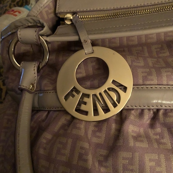 Fendi Zucca large bag pink / Lavender Classic Leather canvas gold hardware - Picture 11 of 16